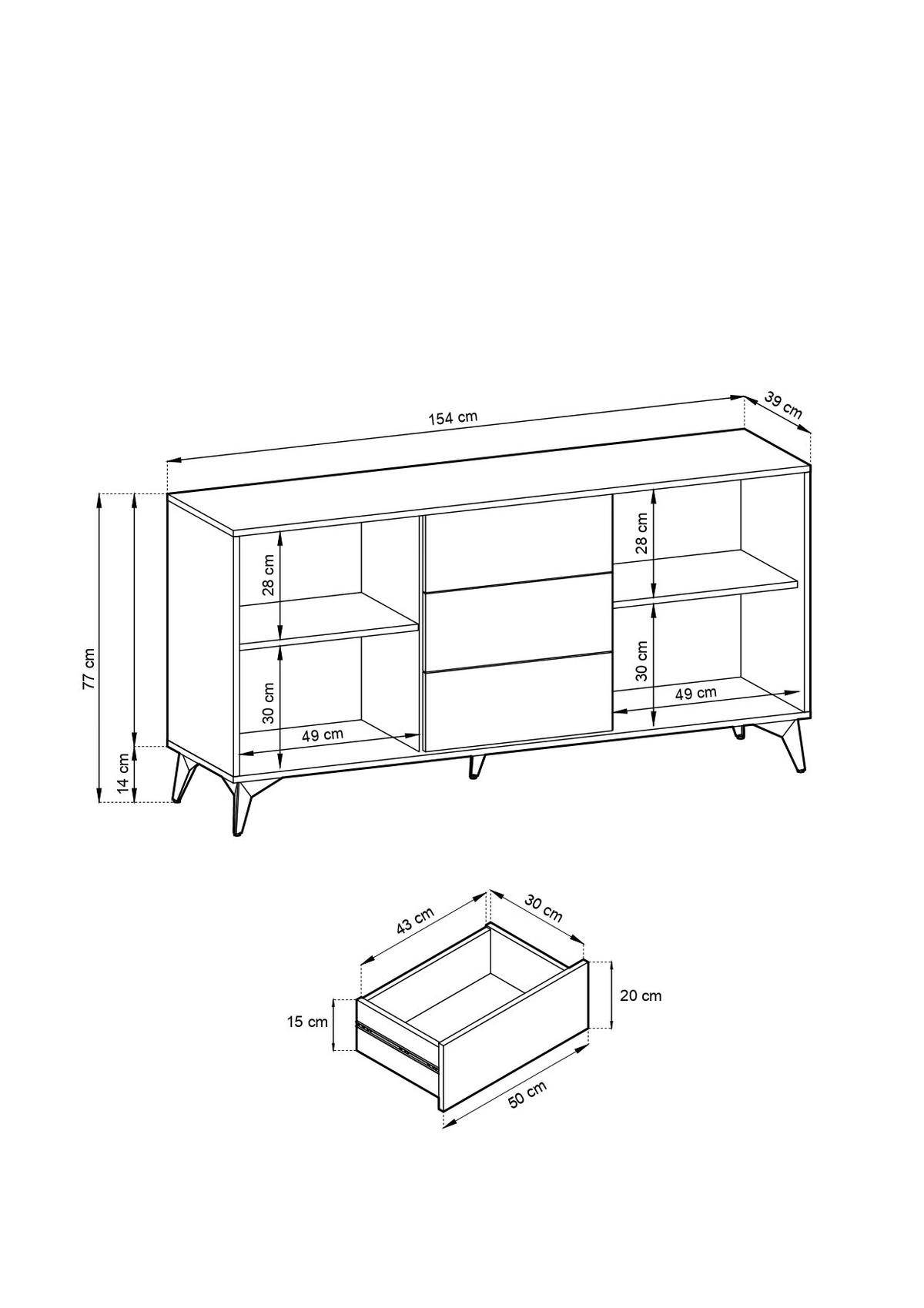 WOHNZIMMER Set 5-tlg. – DIAMOND – Eichefarben - Eichefarben, Holzwerkstoff (103.5/119/39cm) - hi-markt
