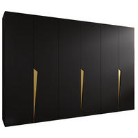 DREHTÜRENSCHRANK 202/300/52 6-türig - Goldfarben/Schwarz, Holz/Metall (300/202/52cm) - Abiks Möbel