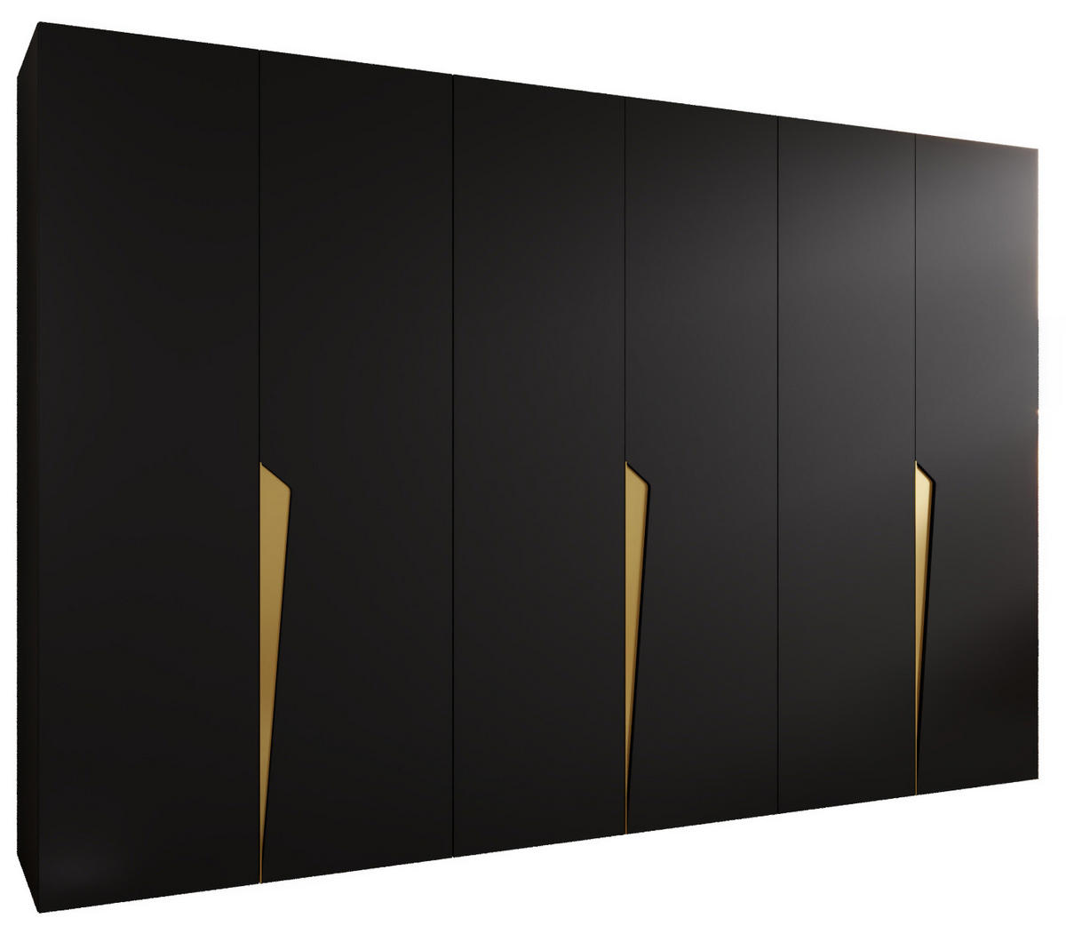 DREHTÜRENSCHRANK 202/300/52 6-türig - Goldfarben/Schwarz, Holz/Metall (300/202/52cm) - Abiks Möbel