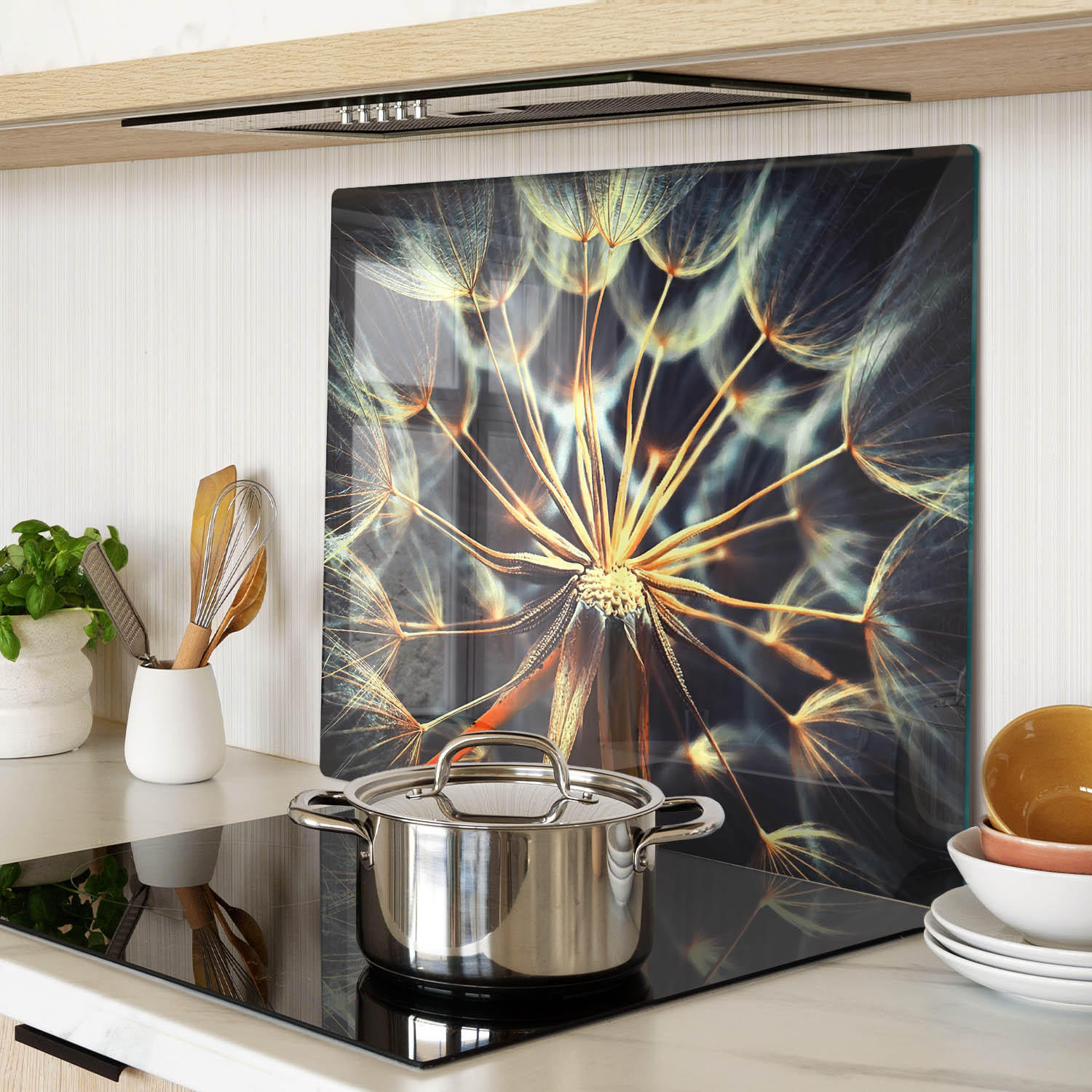 GLASPLATTE 60x52 cm Löwenzahn - Braun, Glas (60/0.4/52cm) - TULUP