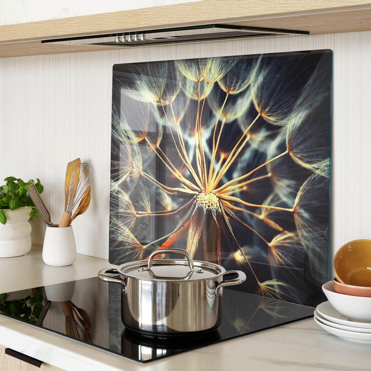 GLASPLATTE 60x52 cm Löwenzahn - Braun, Glas (60/0.4/52cm) - TULUP