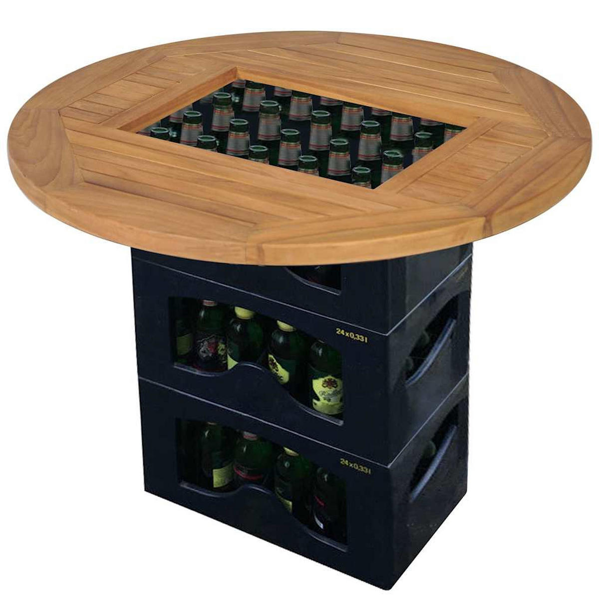 BIERKASTENTISCH Teak 70 Cm - Braun, Holz (70/70/7.5cm) - vidaXL
