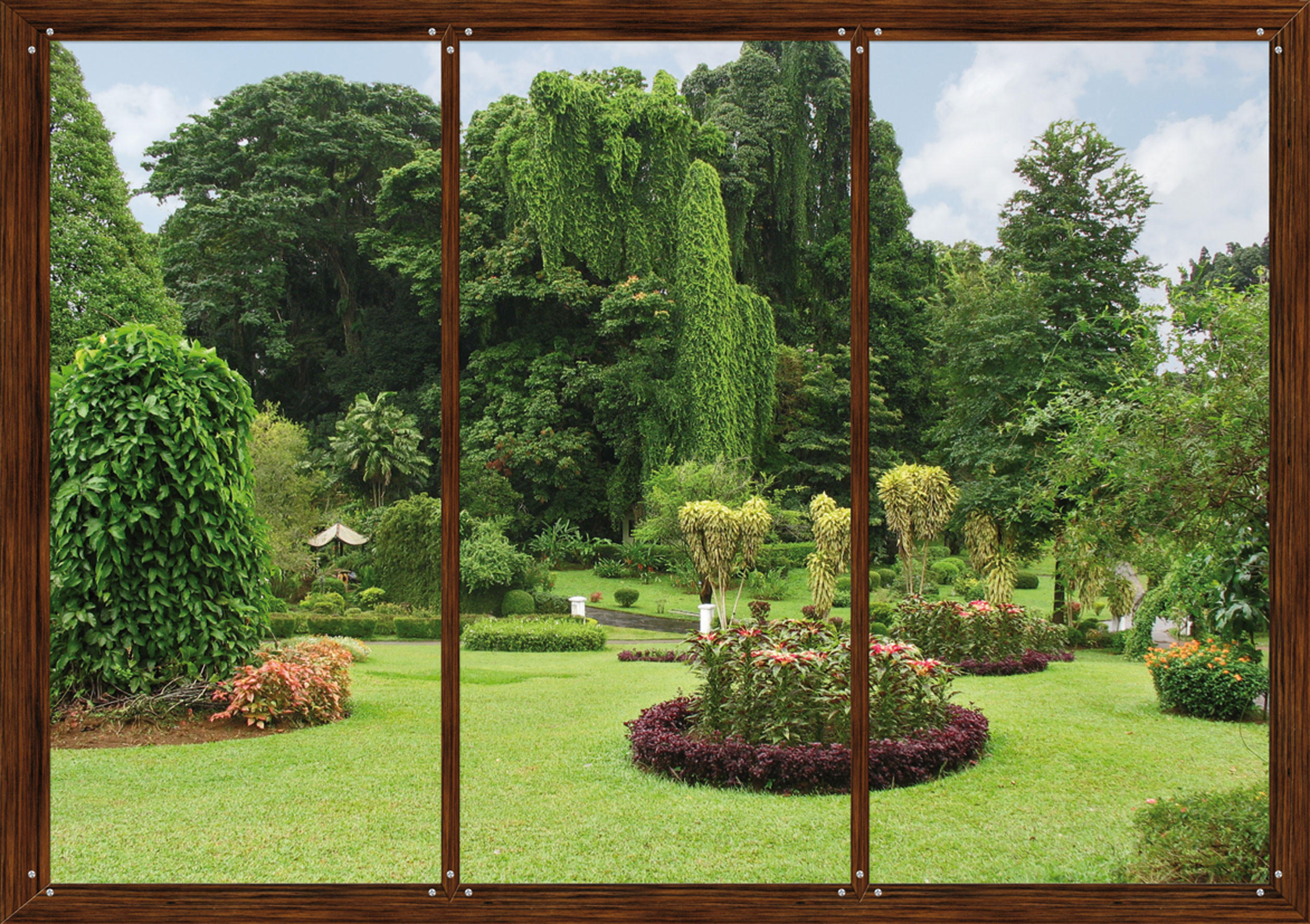 FOTOTAPETE Gartenaussicht 375 x 270 cm - Grün, Papier (375/270cm) - Sanders & Sanders