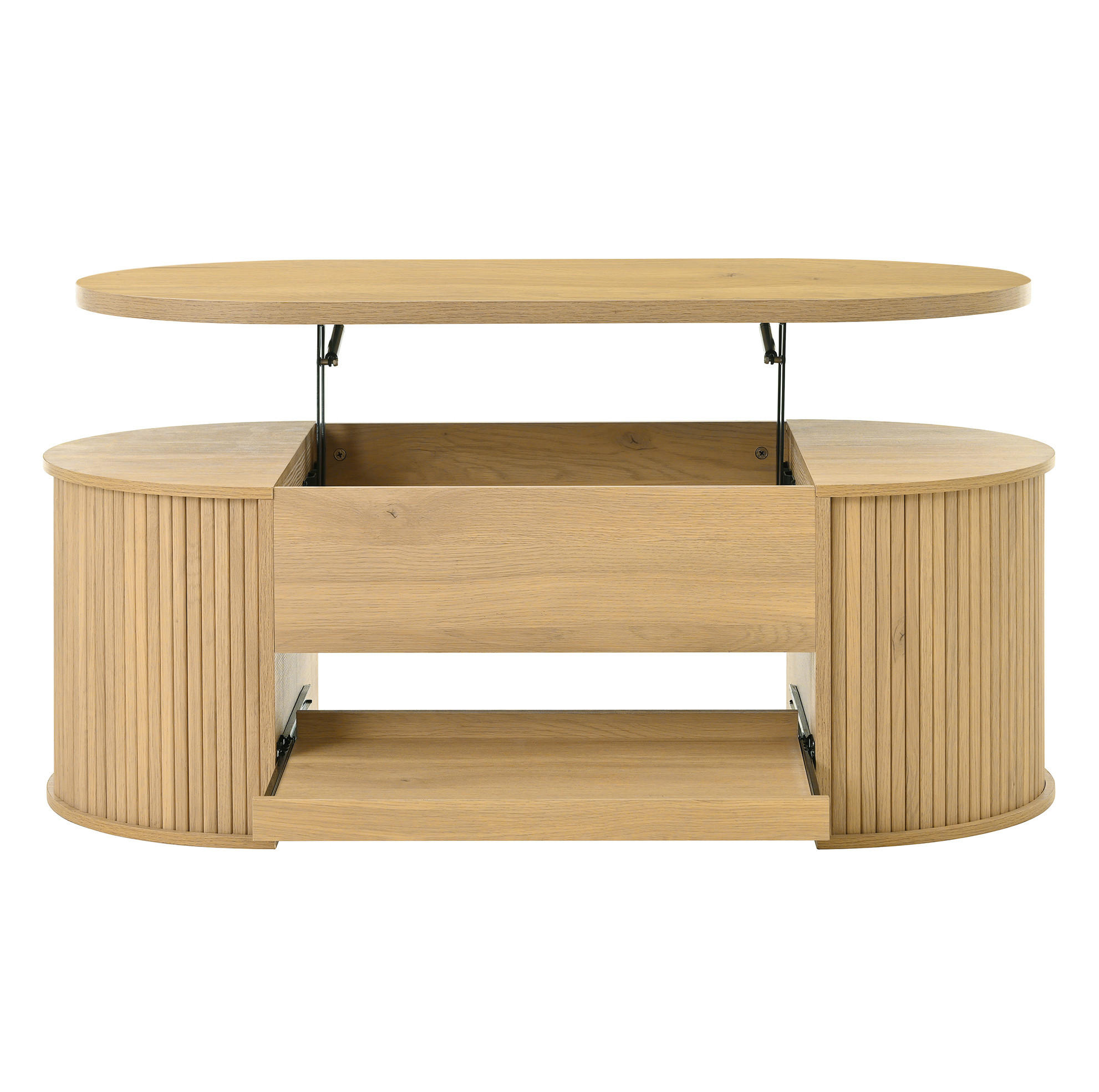 KONFERENČNÍ stolek, 110/55,5/40 cm, MDF přírodní, výškově nastavitelná deska - přírodní, kompozitní dřevo (110/55.5/40cm) - BEAOK