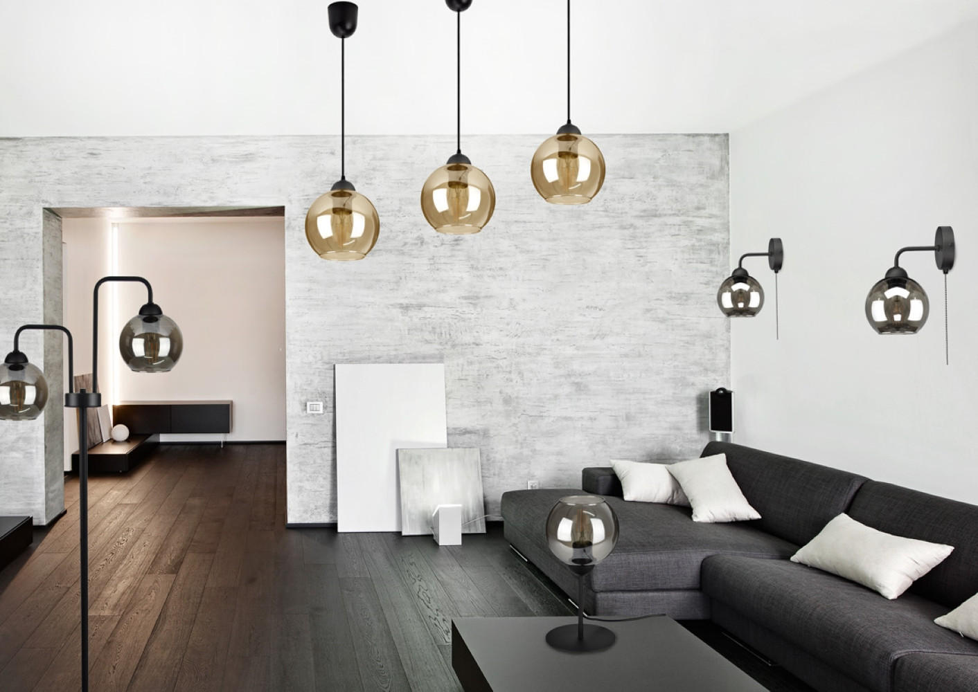 PENDELLEUCHTE Hagen - Transparent, Glas/Metall (14/14/70cm) - kiki design