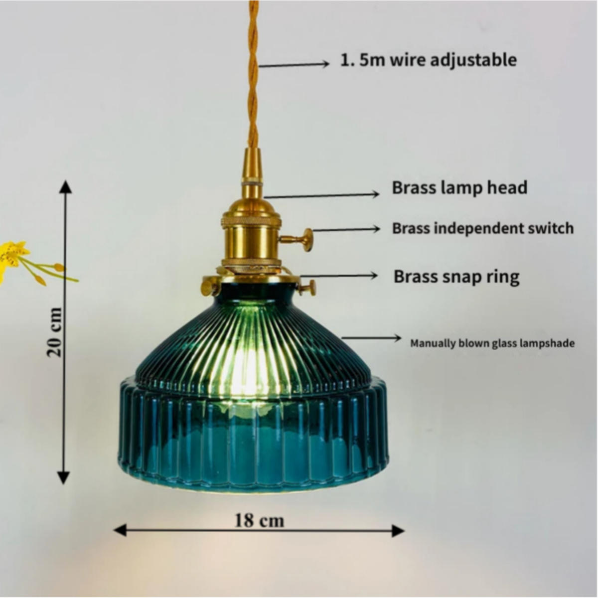 LED-HÄNGELEUCHTE Blau 4W 18/18/20-150 cm - Blau, Glas (18/18/20cm) - Authentics