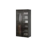 DREHTÜRENSCHRANK - Schrank Minewra 100 - Grau Flutes - Grau, Holzwerkstoff (101/200/51cm) - Möblo
