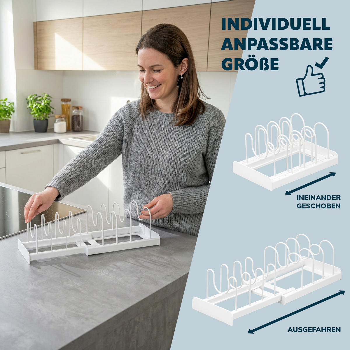 TOPFDECKELHALTER, weiß - Weiß, Kunststoff (17/14/47cm) - eluno