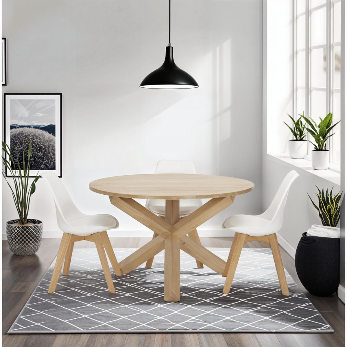 STUHL Weiß 48x83x56cm - Eichefarben/Weiß, Leder/Holz (48/83/56cm) - AlterEgo