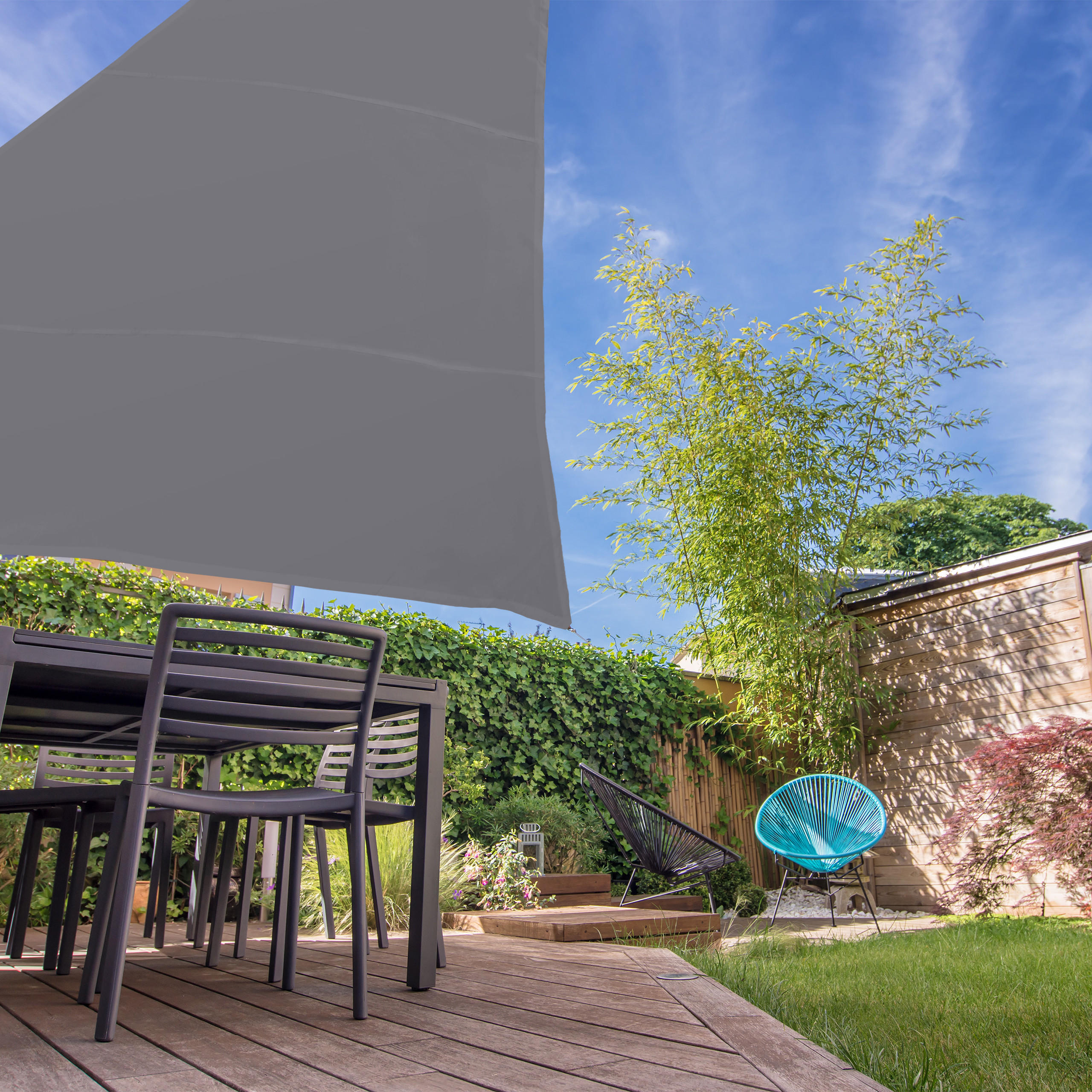 SONNENSEGEL - Grau, Textil/Metall (600/510cm) - Relaxdays