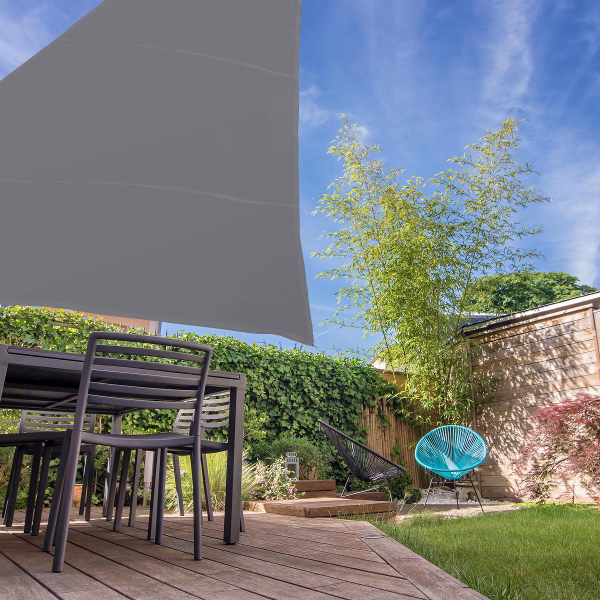 SONNENSEGEL - Grau, Textil/Metall (600/510cm) - Relaxdays
