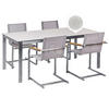 GARTENMÖBEL SET 4-Sitzer Keramik-Glas weiß Textil beige Cosoleto - Beige/Silberfarben, Glas - Beliani