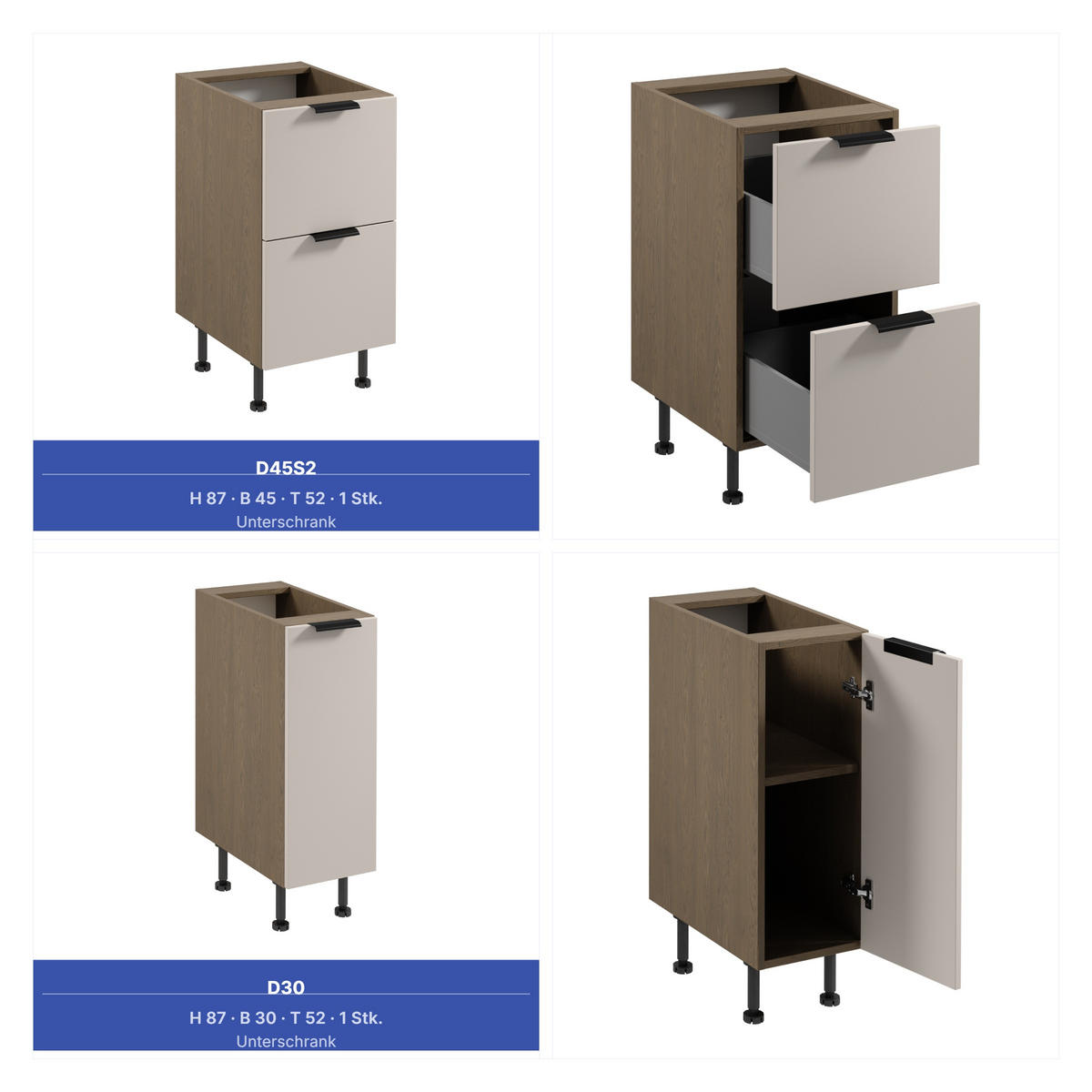 KÜCHENZEILE 515 cm - Sorento KS6-M515 - in Beige / Dunkle Eiche - Eichefarben/Beige, Holz/Metall (515/247/58cm)