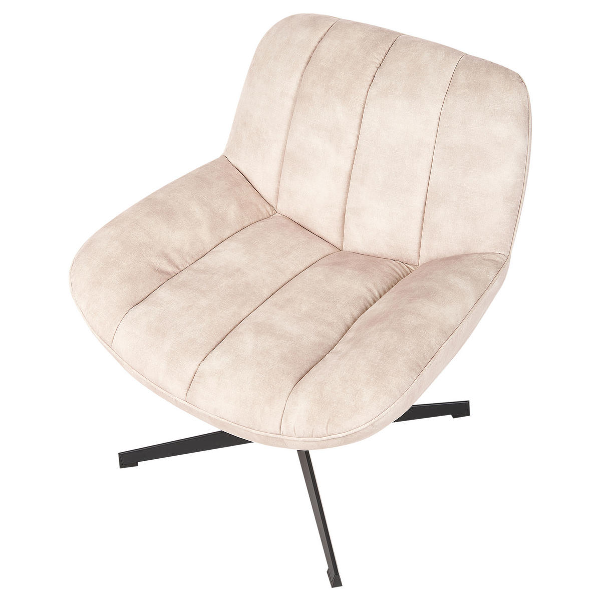 STUHL mit Fußhocker Beige Lia - Beige/Schwarz, Textil (71/79/80cm) - Beliani