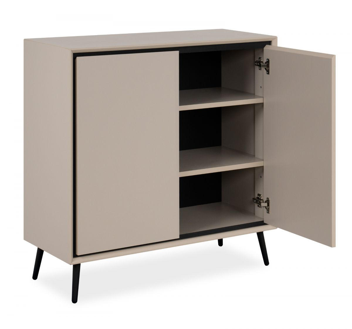 KOMMODE sand, schwarz 90 cm, Sideboard mit Soft-Close - Sandfarben/Schwarz, Holzwerkstoff/Kunststoff (90/90/38cm) - Furn.Design