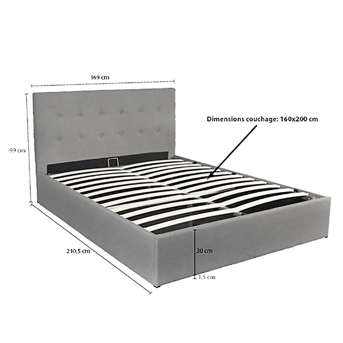 BETTKASTEN PARMA mit Lattenrost / Bett 160x200 - Hellgrau - Grau, Holzwerkstoff (160/200cm) - Weber Industries