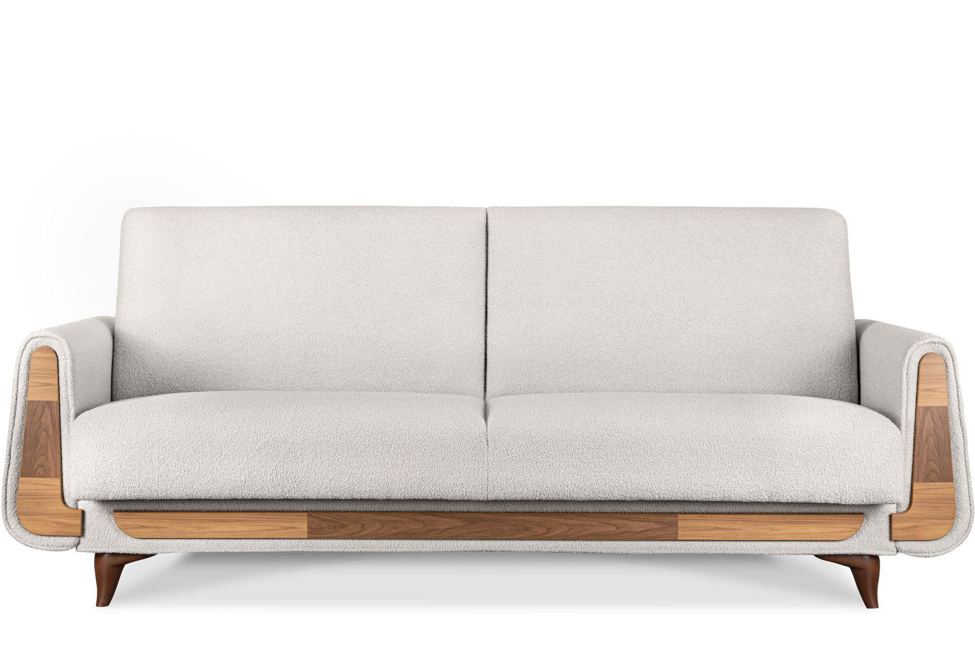3-SITZER-SCHLAFSOFA GUSTAVO mit Armlehnen, weiß - Braun/Weiß, Holz/Holzwerkstoff (230/98/98cm) - KONSIMO®