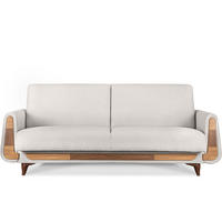 3-SITZER-SCHLAFSOFA GUSTAVO mit Armlehnen, weiß - Braun/Weiß, Holz/Holzwerkstoff (230/98/98cm) - KONSIMO®