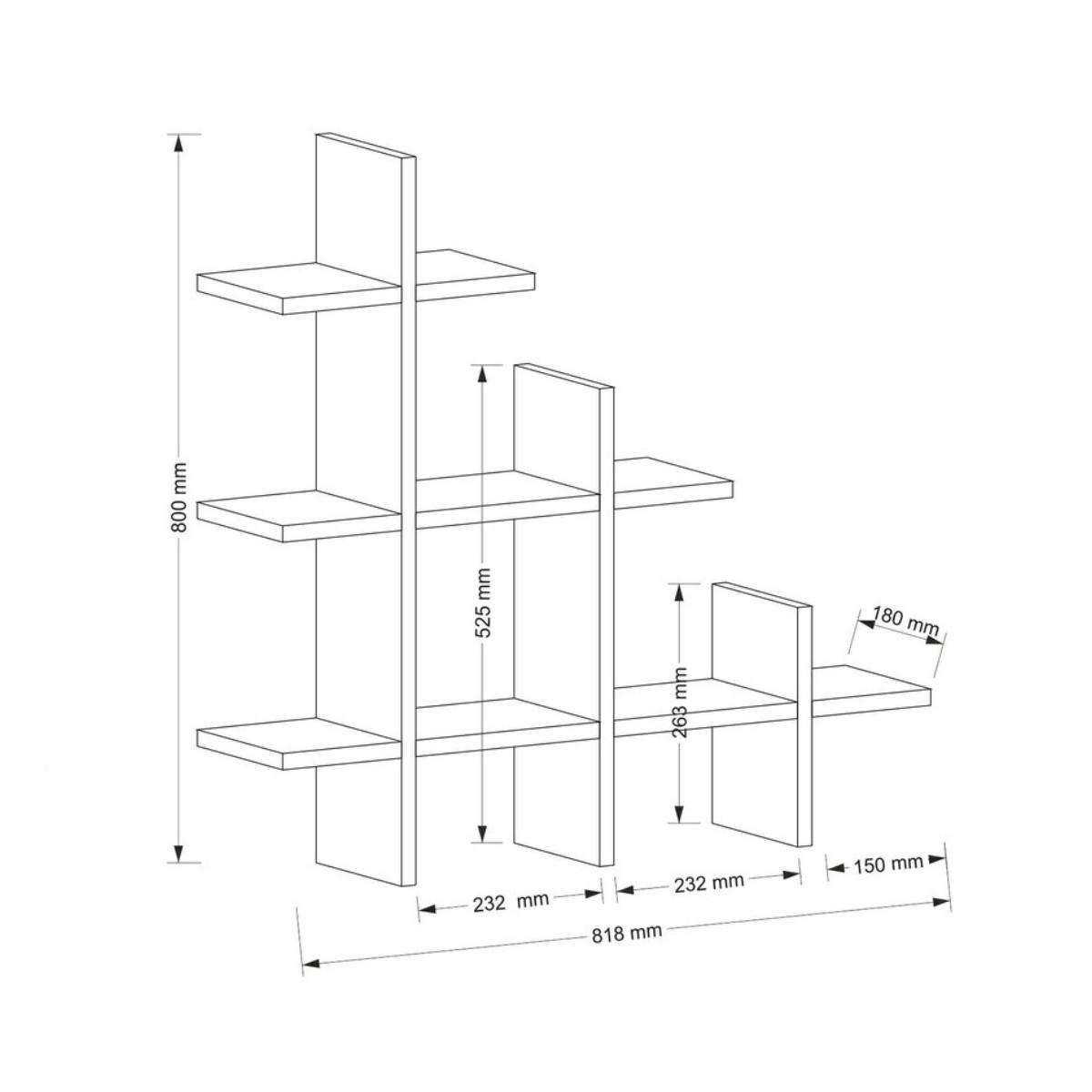 WANDREGAL mit 3 ebenen in nussbaumoptik 18/81,8/80 cm - Nussbaumfarben, Holzwerkstoff (18/80/23cm) - Calicosy