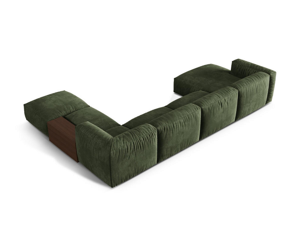 PANORAMASOFA modular rechts Martina aus Samt grün 5 Sitzplätze - Grün, Textil (280/75/406cm) - Micadoni