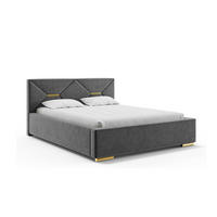 BETT LIZZY - Dunkelgrau/Goldfarben, Holzwerkstoff (120/200cm) - Meblini