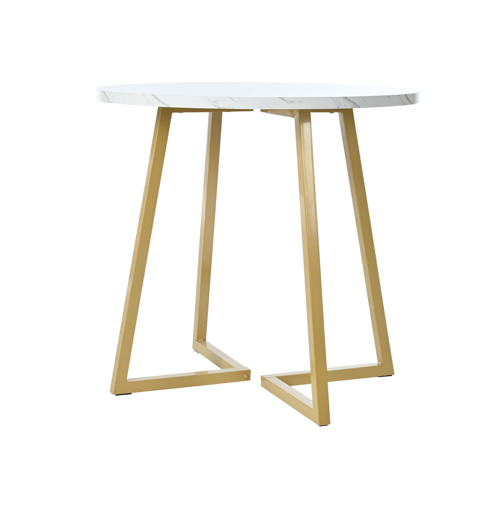 ESSTISCH 80/75 cm in Weiß mit Marmormuster und Metallgestell - Weiß, Holzwerkstoff (80/80/75cm) - Flora Grace