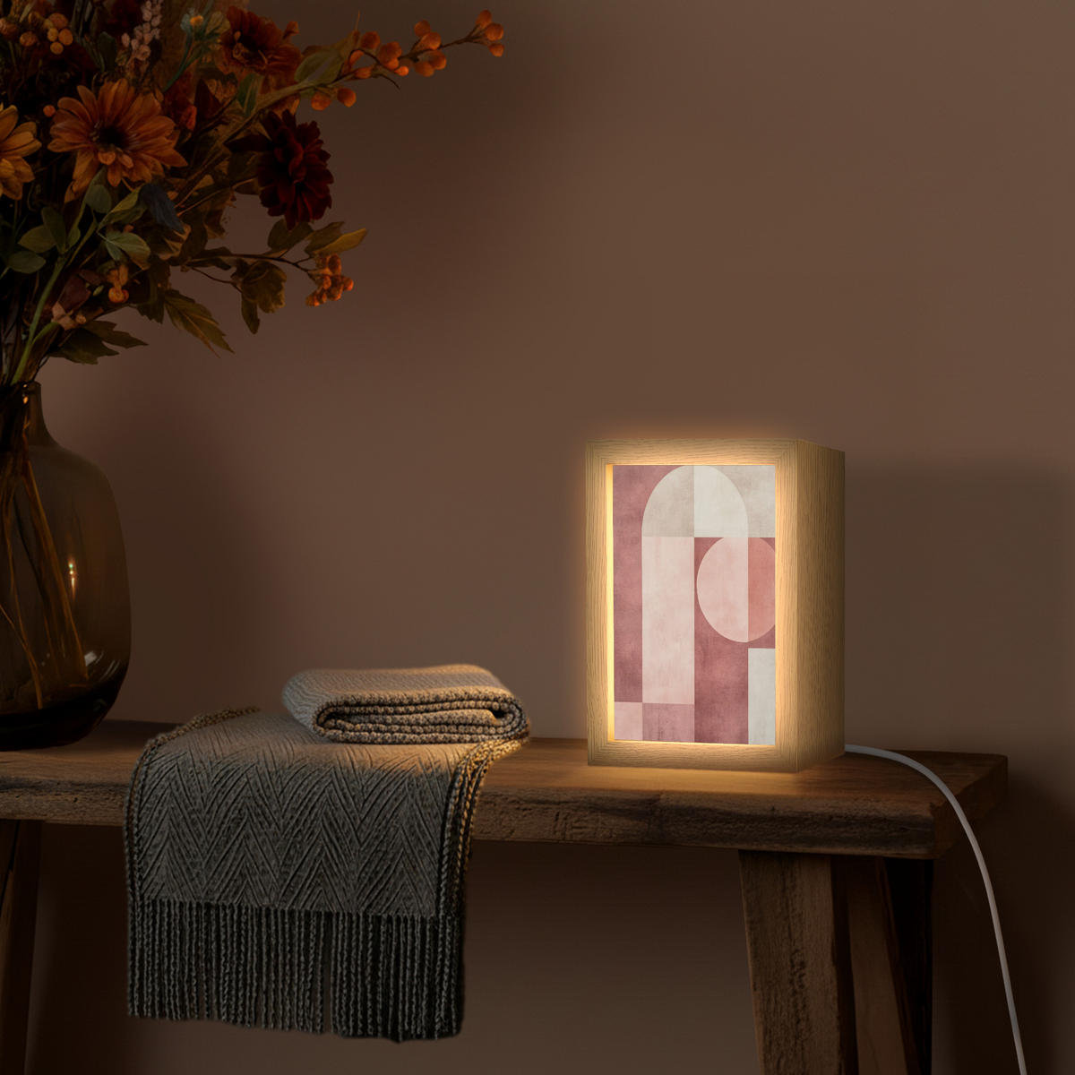 WANDLEUCHTE Figuren - Abstrakt - Rosa 15x20 cm - Altrosa, Holzwerkstoff (15/20/8cm) - OnlyWow