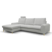 ECKSOFA MANGO, Eckcouch in L-Form mit Schlaffunktion und Bettkasten, Farbe: Grau, Velourstoff, Ottomane Links - Grau, Textil (251/164cm) - Sepro Meble