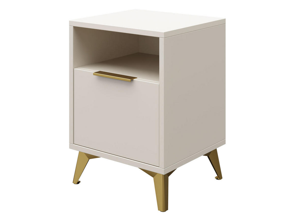 NACHTTISCH Xylix 1SZ - Beige/Goldfarben, Holzwerkstoff/Metall (44/60/40cm) - MIRJAN24