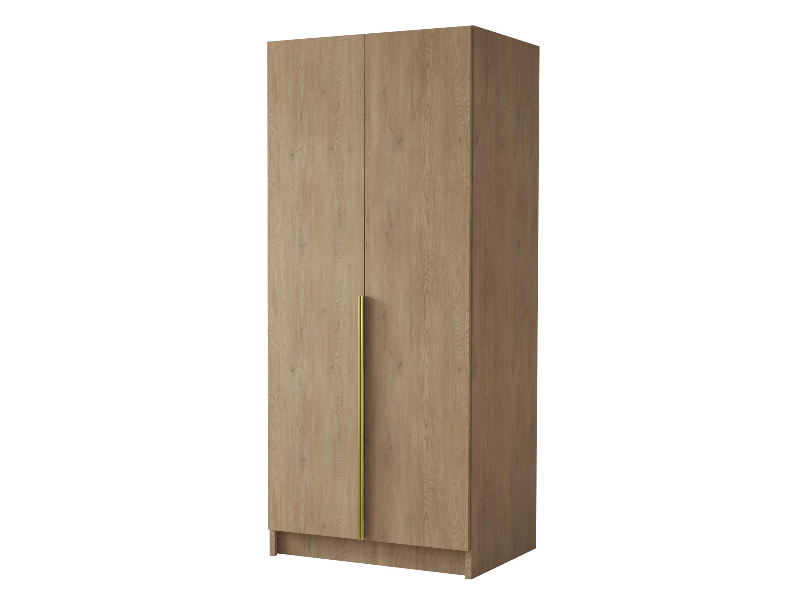 KLEIDERSCHRANK Bono I - Eichefarben/Goldfarben, Holzwerkstoff/Metall (100/215/58cm) - MIRJAN24