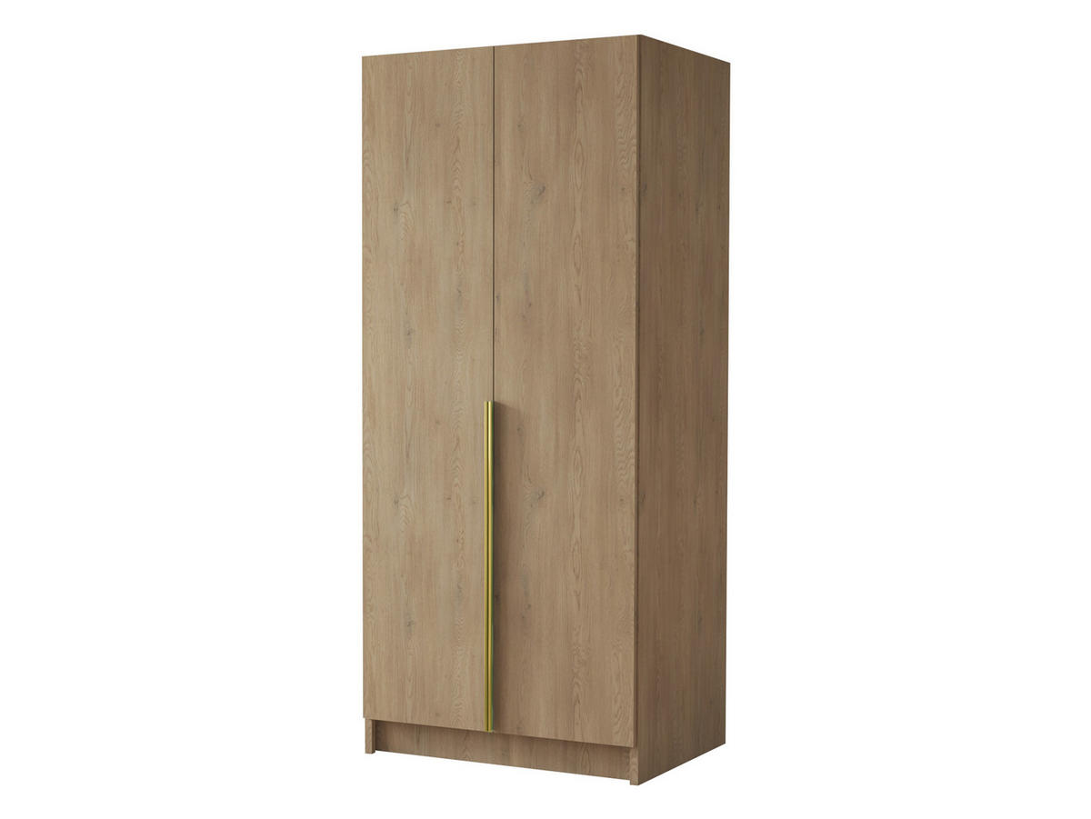 KLEIDERSCHRANK Bono I - Eichefarben/Goldfarben, Holzwerkstoff/Metall (100/215/58cm) - MIRJAN24