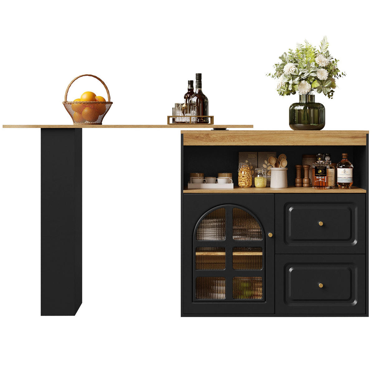 STEHTISCH drehbar ausziehbar 138-204 cm MDF Schwarz - Schwarz, Holz (39/104/138cm) - Beauniv