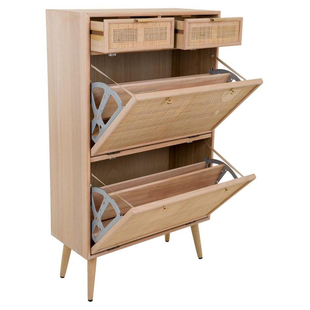 SCHUHREGAL aus Holz und Netz, Braun, 70x32x120 - Braun, Holz (70/32/120cm) - Wanderlust