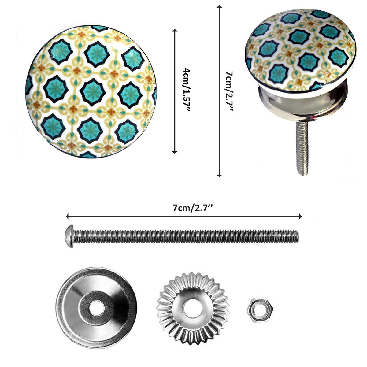 KERAMIKKNÖPFEN Set mit 10 in verschiedenen Farben40 mm Durchmesser - Multicolor, Keramik (4/4/6.9cm) - Nacnic