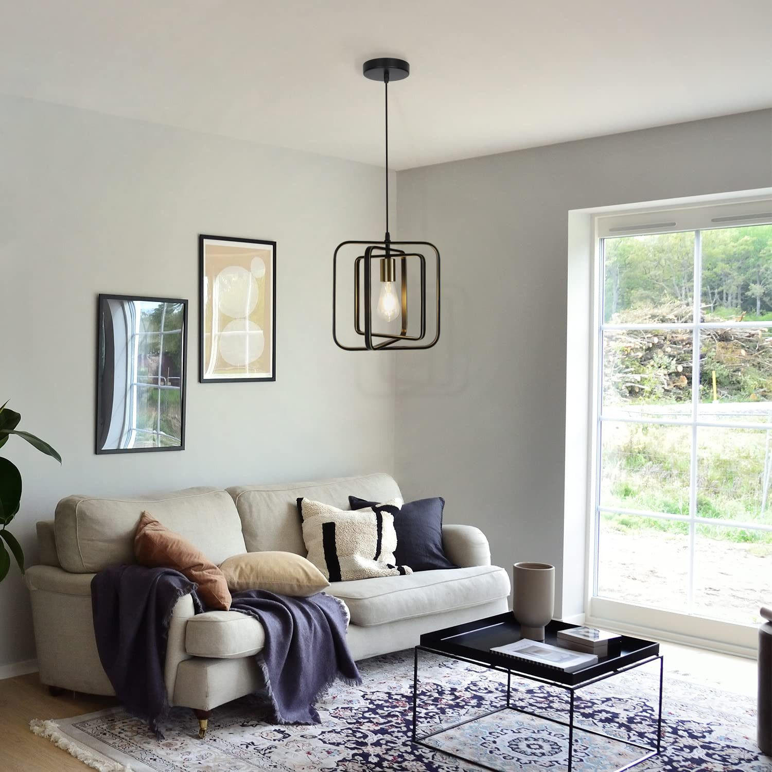 HÄNGELEUCHTE Mirag 30/150/30 cm - Schwarz, Metall (30/30/150cm) - ZMH