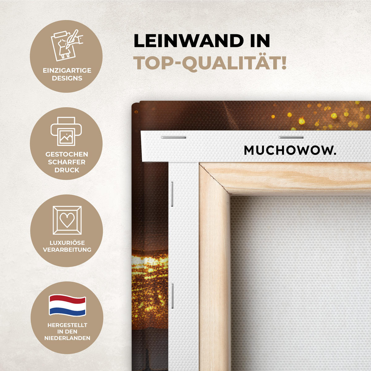 LEINWANDBILD Frau - Gold - Luxus - Porträt 30x40 cm - Goldfarben, Textil (30/40cm) - MuchoWow