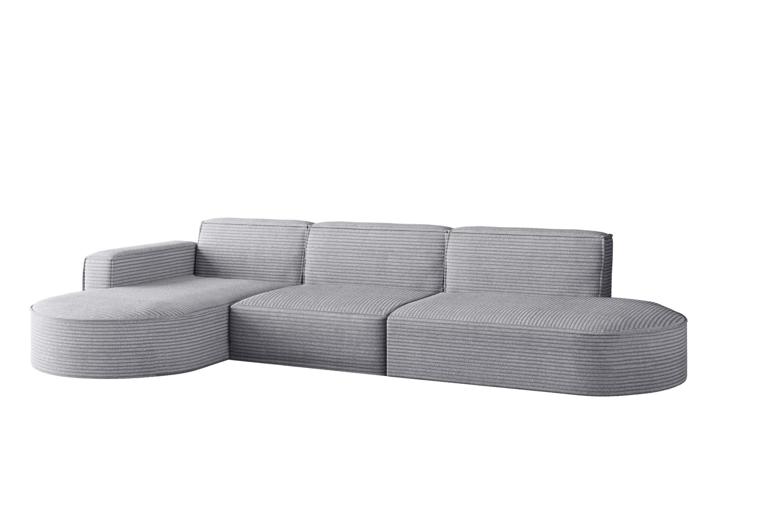 ECKSOFA Designer, Sofa L form MODENA 302 cm stoff Poso Hellgrau Links - Hellgrau, Holz (302/296cm) - Kaiser Möbel