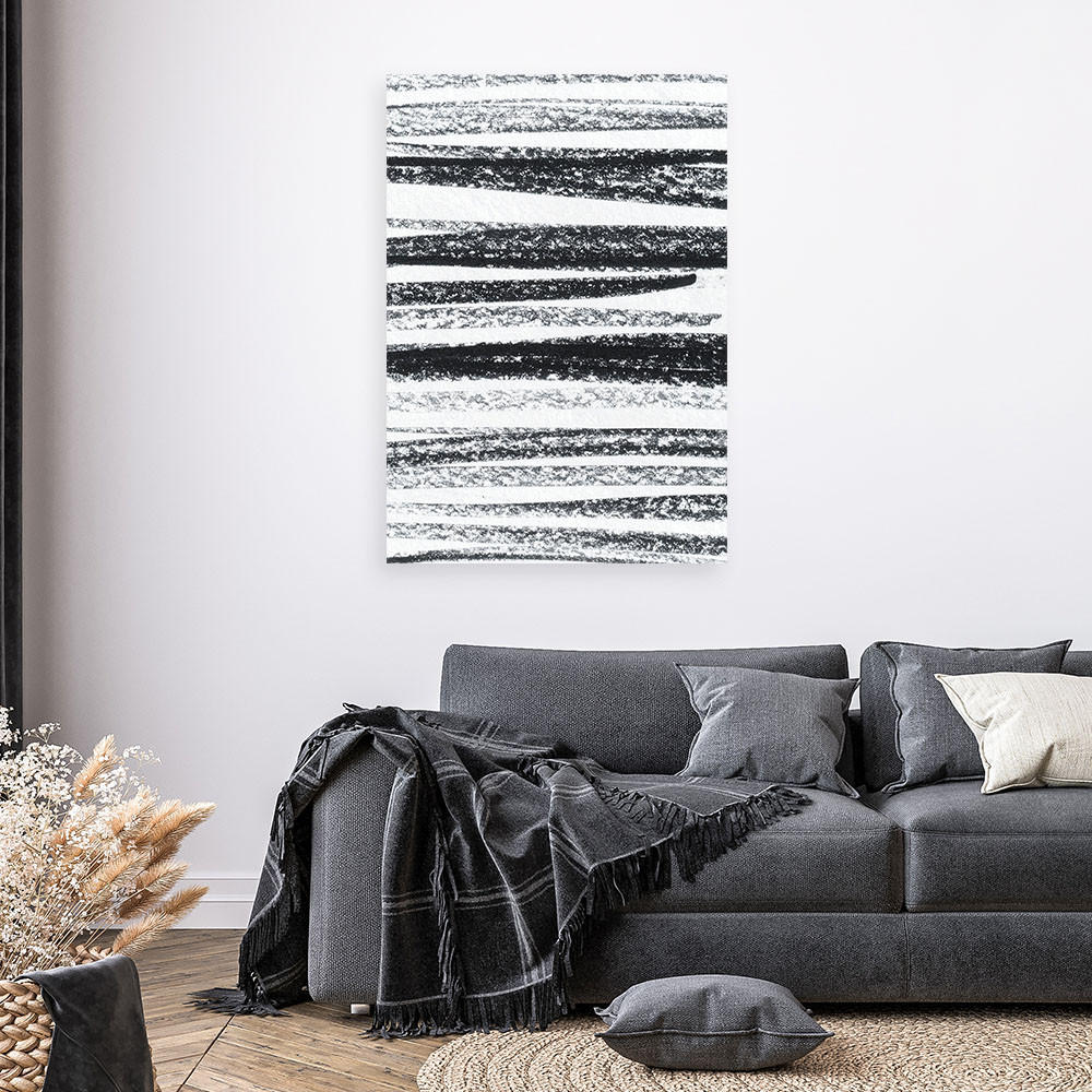 LEINWANDBILD Horizontale Linien-Abstraktion 80x120cm - Schwarz, Textil (80/120cm) - Feeby
