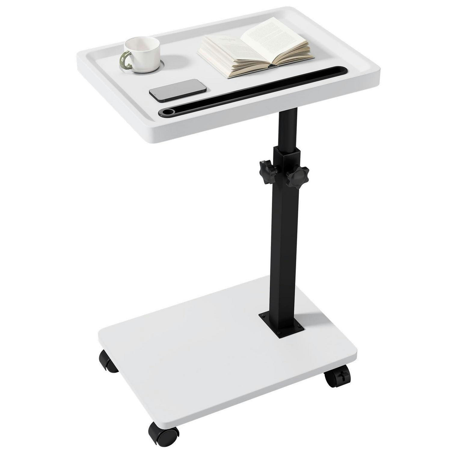 BEISTELLTISCH mit Rollen höhenverstellbar und 360° drehbar Weiß - Weiß, Holzwerkstoff (39/29/85cm)