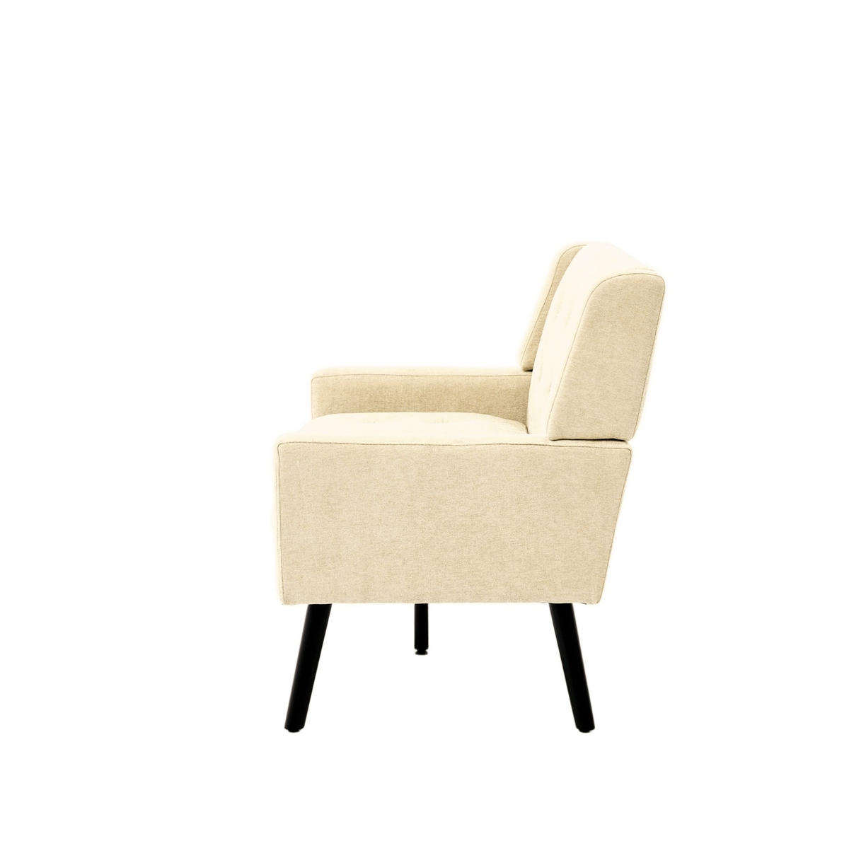 LAVICE béžová z čalounění s masivními dřevěnými nohami a prošíváním - béžová, textil (75/88/119cm) - OKWISH
