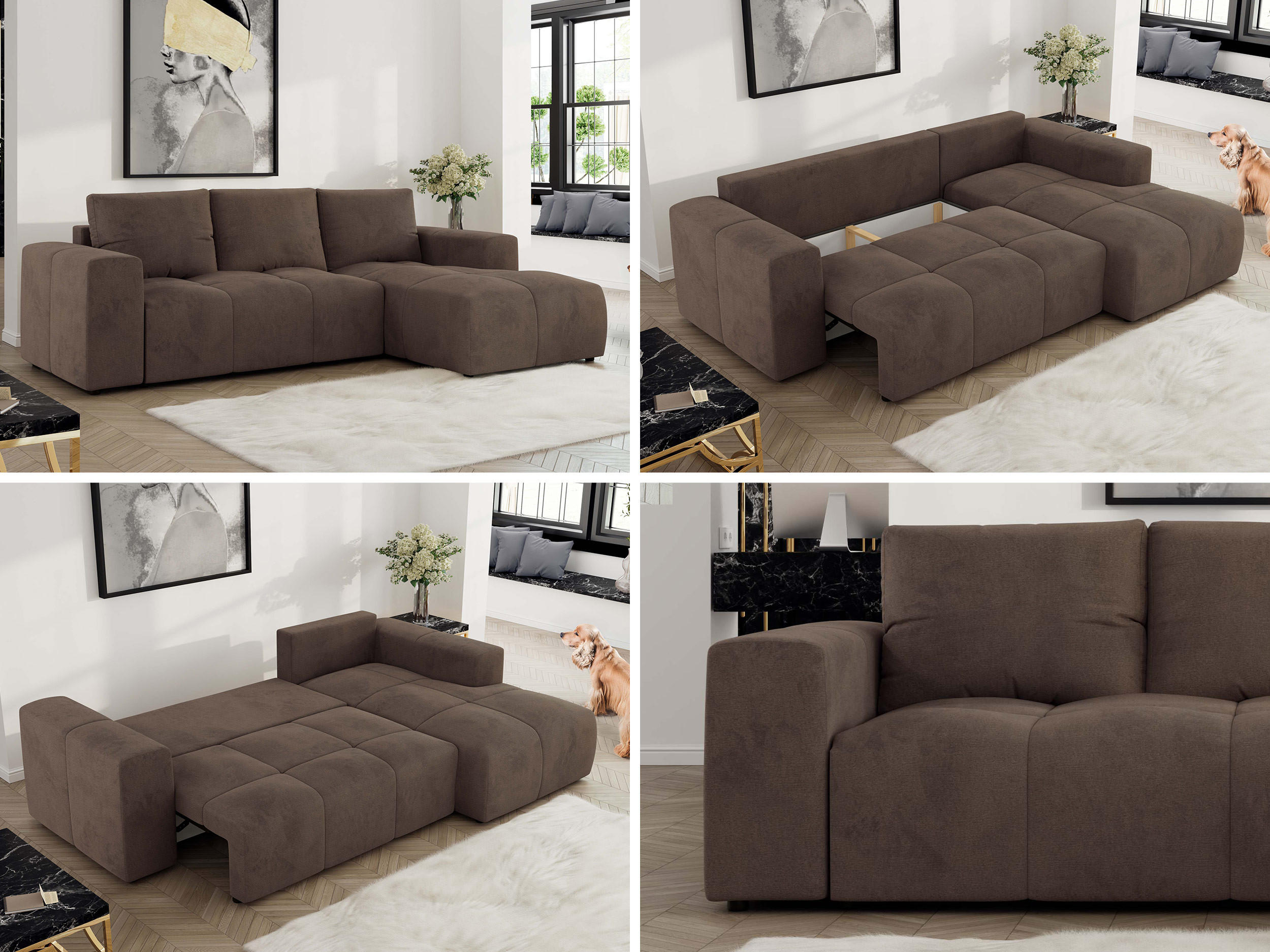 Thumbnail - MKS Ecksofa, Braun, Textil, 3-Sitzer, L-Form,L-Form, 266x164 cm, Oeko-Tex®, Wohnzimmer, Sofas & Couches, Wohnlandschafte...
