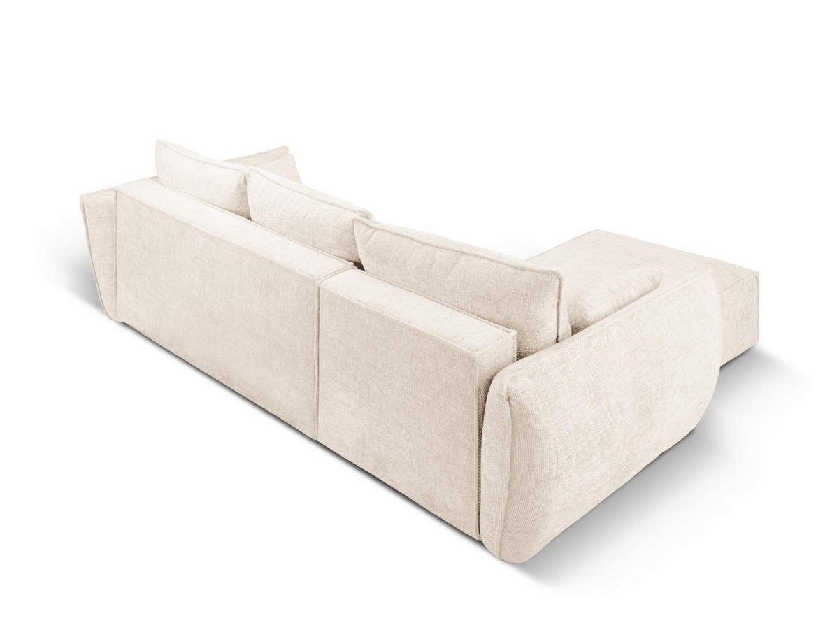 AUSKLAPPBARES-ECKSOFA links mit Container Kaelle aus Chenille-Stoff leichtes beige 4 Sitzplätze - Creme, Textil (165/252cm) - Micadoni