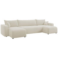 WOHNLANDSCHAFT Pianoni Creme Bouclé-Bezug - Creme/Schwarz, Kunststoff/Textil (312/83/140cm) - Selsey