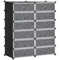 SCHUHSCHRANK DE-15500 94/37/108 cm, 12 Würfel, 24 Paar - Schwarz, Kunststoff (94/108/37cm) - ComfortXL