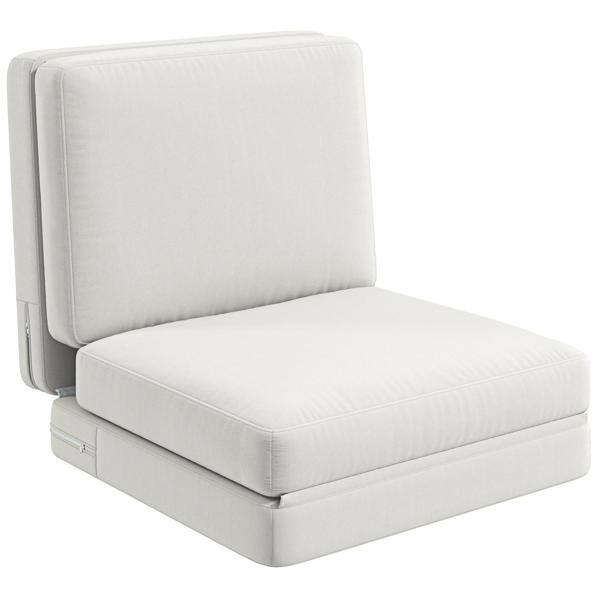 BODENSOFA 3-in-1, bis 240 kg belastbar, Cremeweiß - Weiß, Kunststoff (268/18/75cm) - HOMCOM