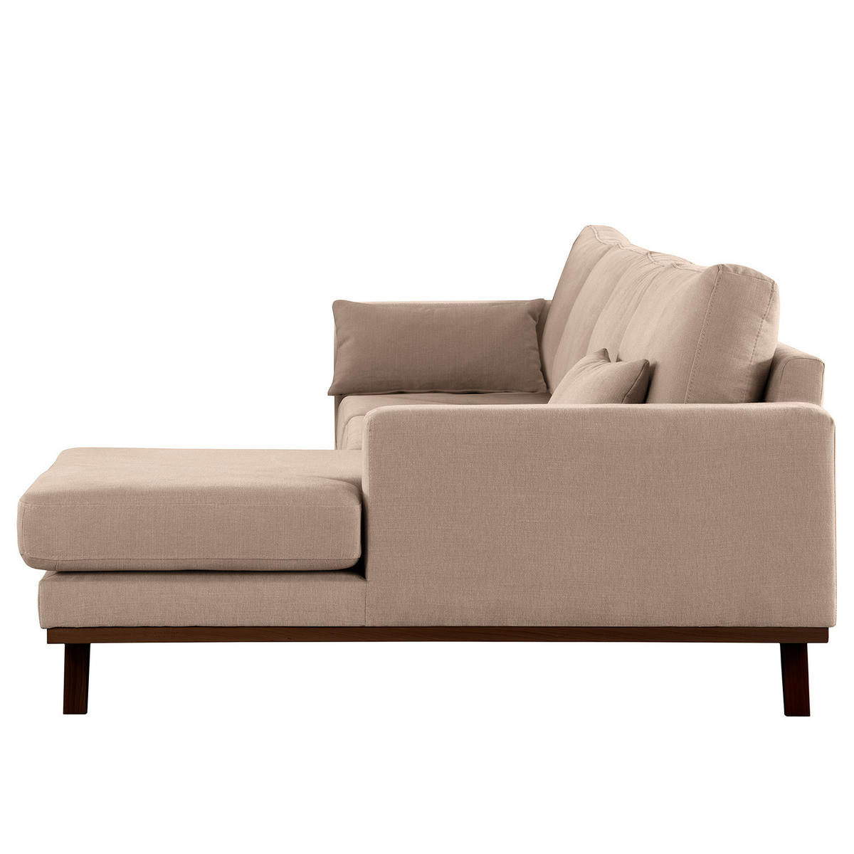 ECKSOFA mit Longchair - Taupe/Buchefarben, Textil (281/153cm) - home24
