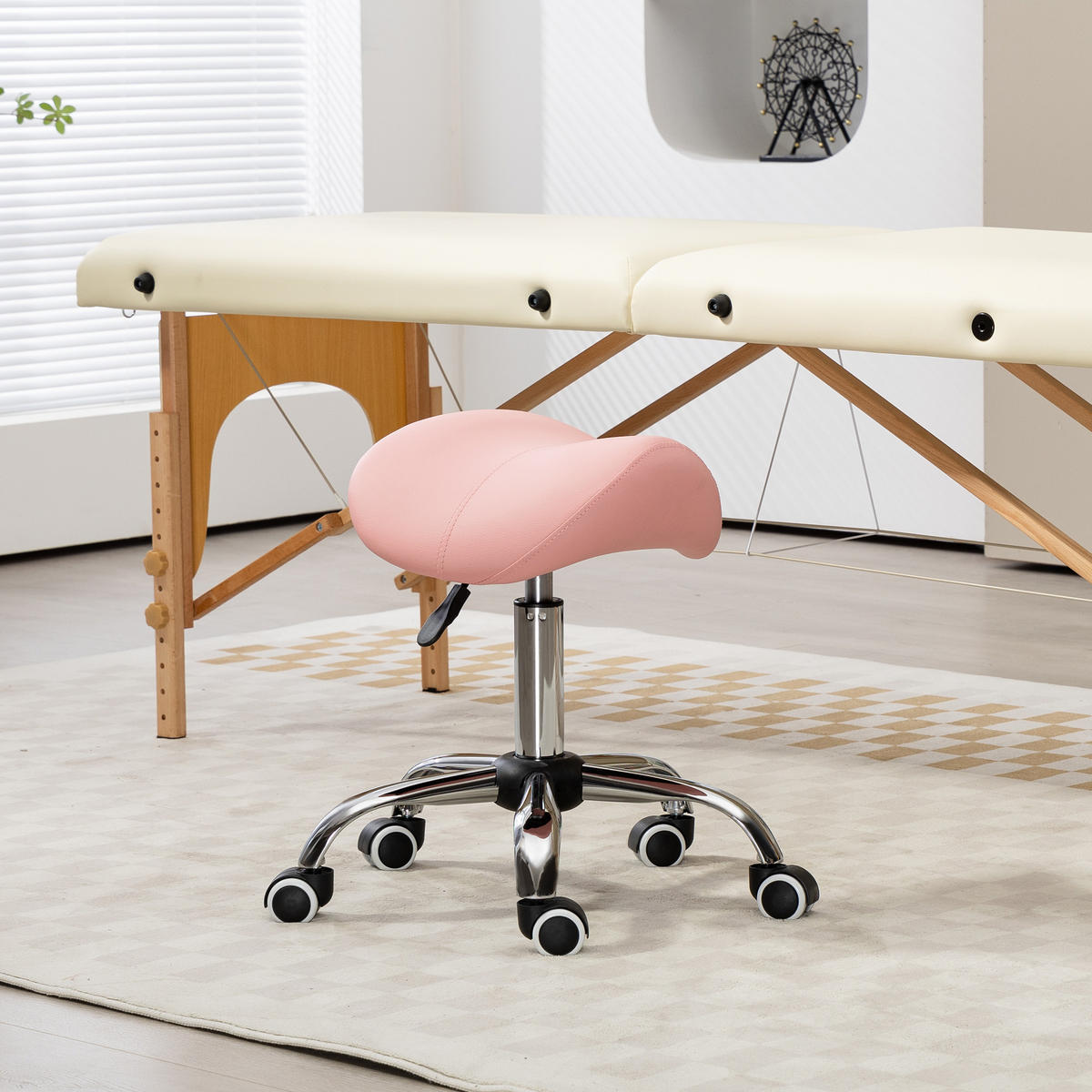 ROLLHOCKER Höhenverstellbar Rosa 53.0/52.0/61.0 cm - Rosa, Kunststoff (52/61/53cm)