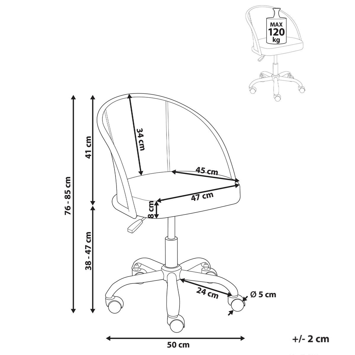 SCHREIBTISCHSTUHL Schwarz Baltimore - Silberfarben/Schwarz, Kunststoff (50/76/50cm) - Beliani