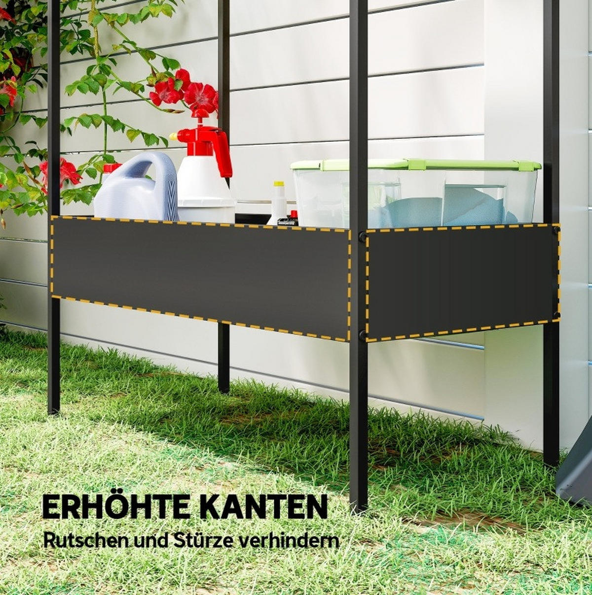 PFLANZENSTÄNDER Hausförmig Zweistufig Metall 75x35x150cm - Schwarz, Metall (35/150/75cm) - Modfu
