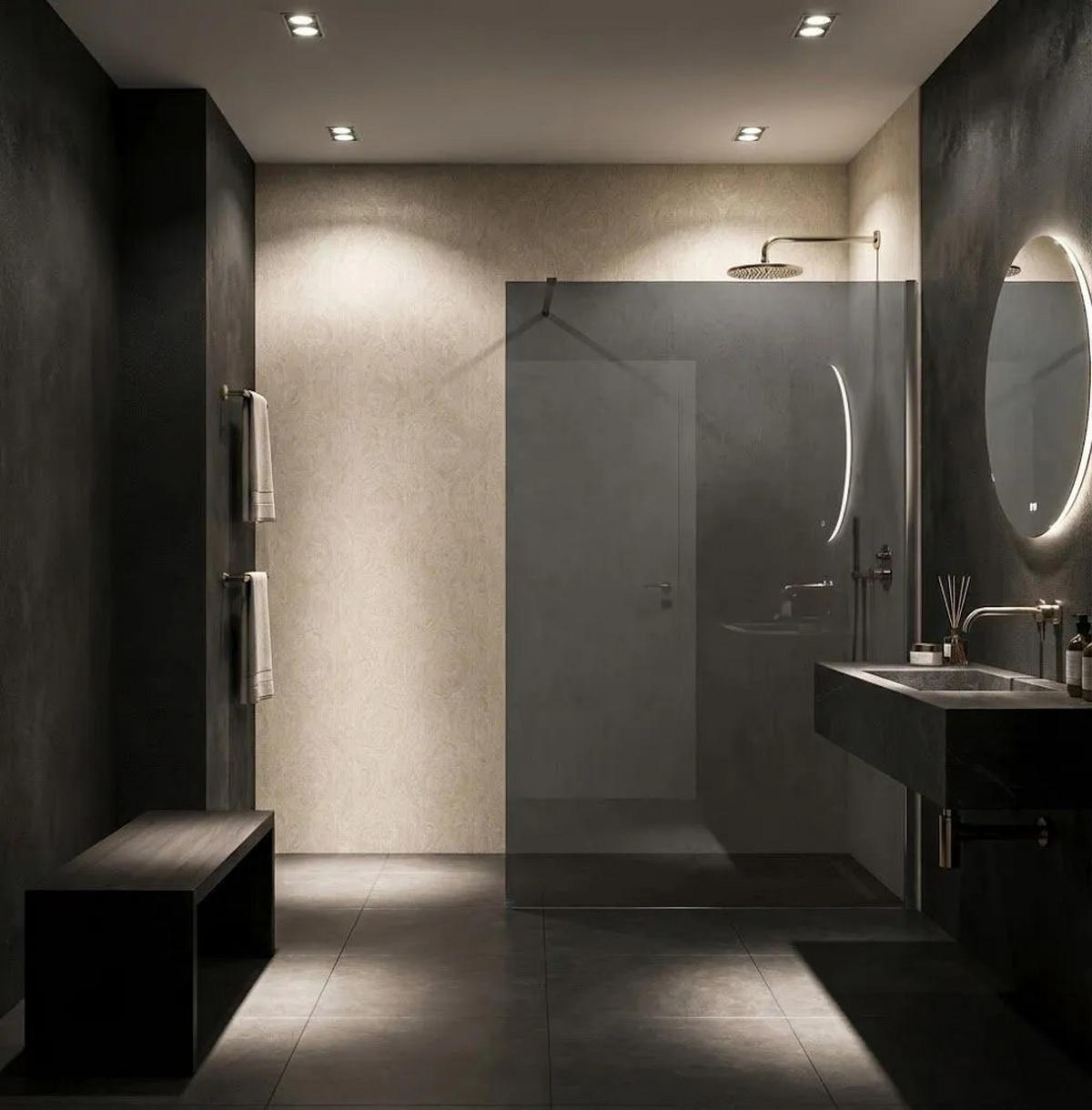DUSCHWAND Rea Flexi Grey / Chrome 100 - Chromfarben, Glas (120/100/195cm) - REA